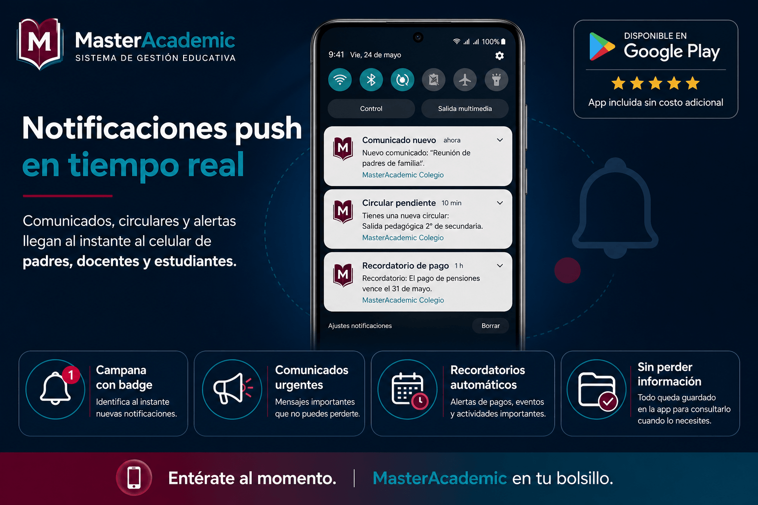Notificaciones push MasterAcademic